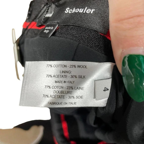 Proenza Schouler Striped Jacquard Suiting‎ Wrap Skirt Black Red Size 4 - Picture 13 of 13